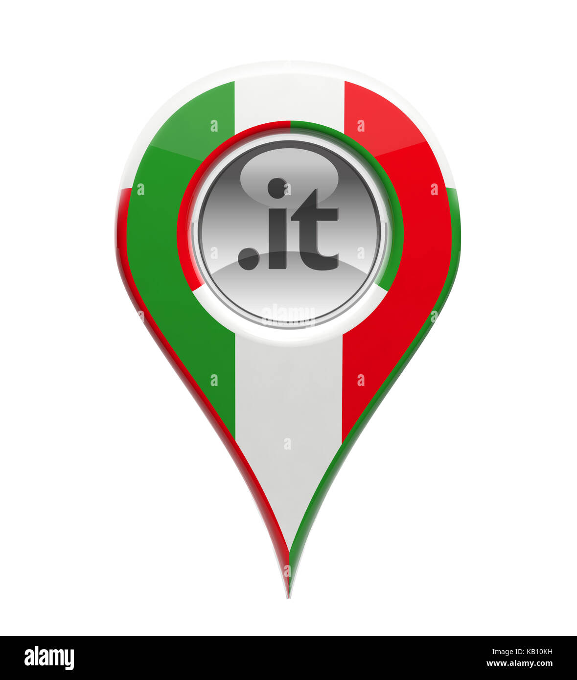 3D-Pin domain Marker mit italienischer Flagge isoliert Stockfoto
