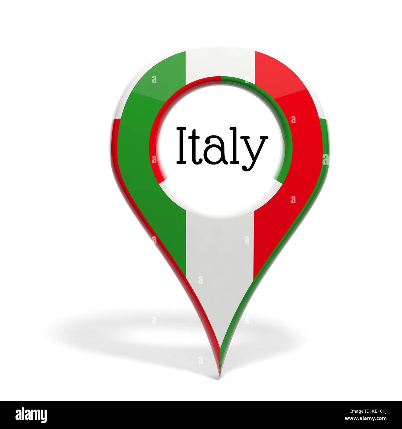 3D mit Flagge Italien isoliert auf weißem Stockfoto