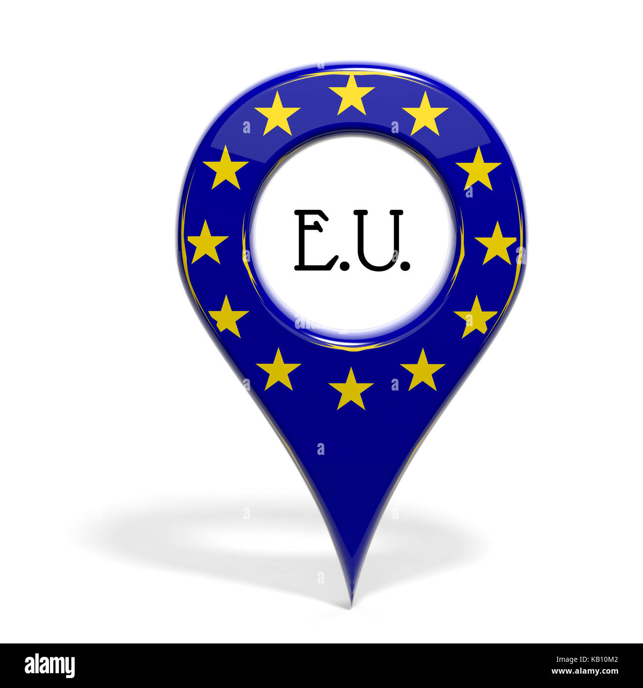 3D mit Flagge von Europa isoliert auf weißem Stockfoto