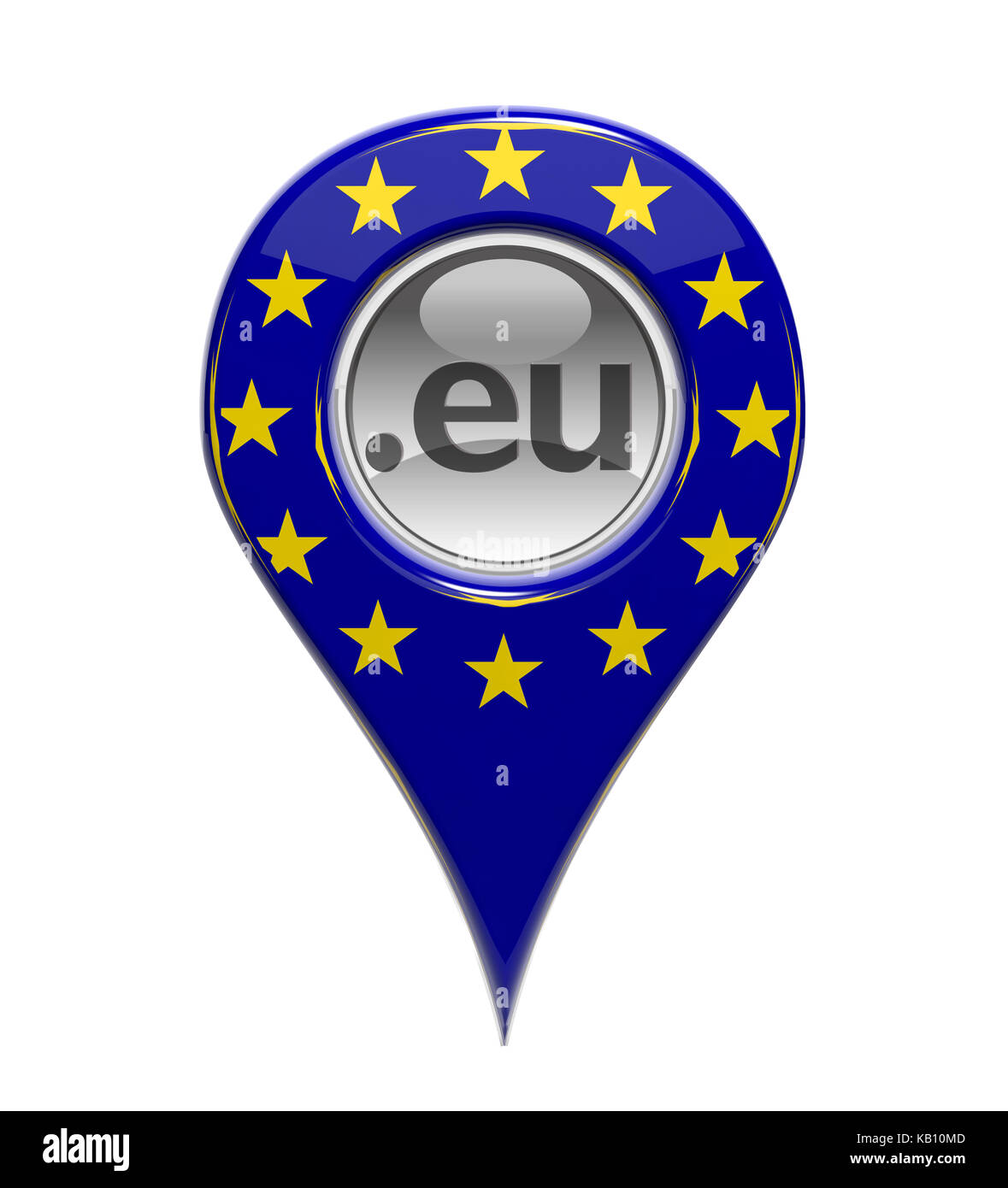 3D-Pin domain Marker mit Europäischen Flagge isoliert Stockfoto