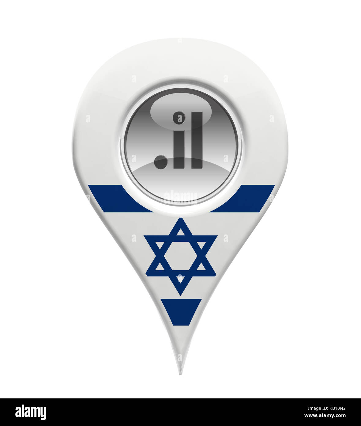 3D-Pin domain Marker mit der israelischen Flagge isoliert Stockfoto
