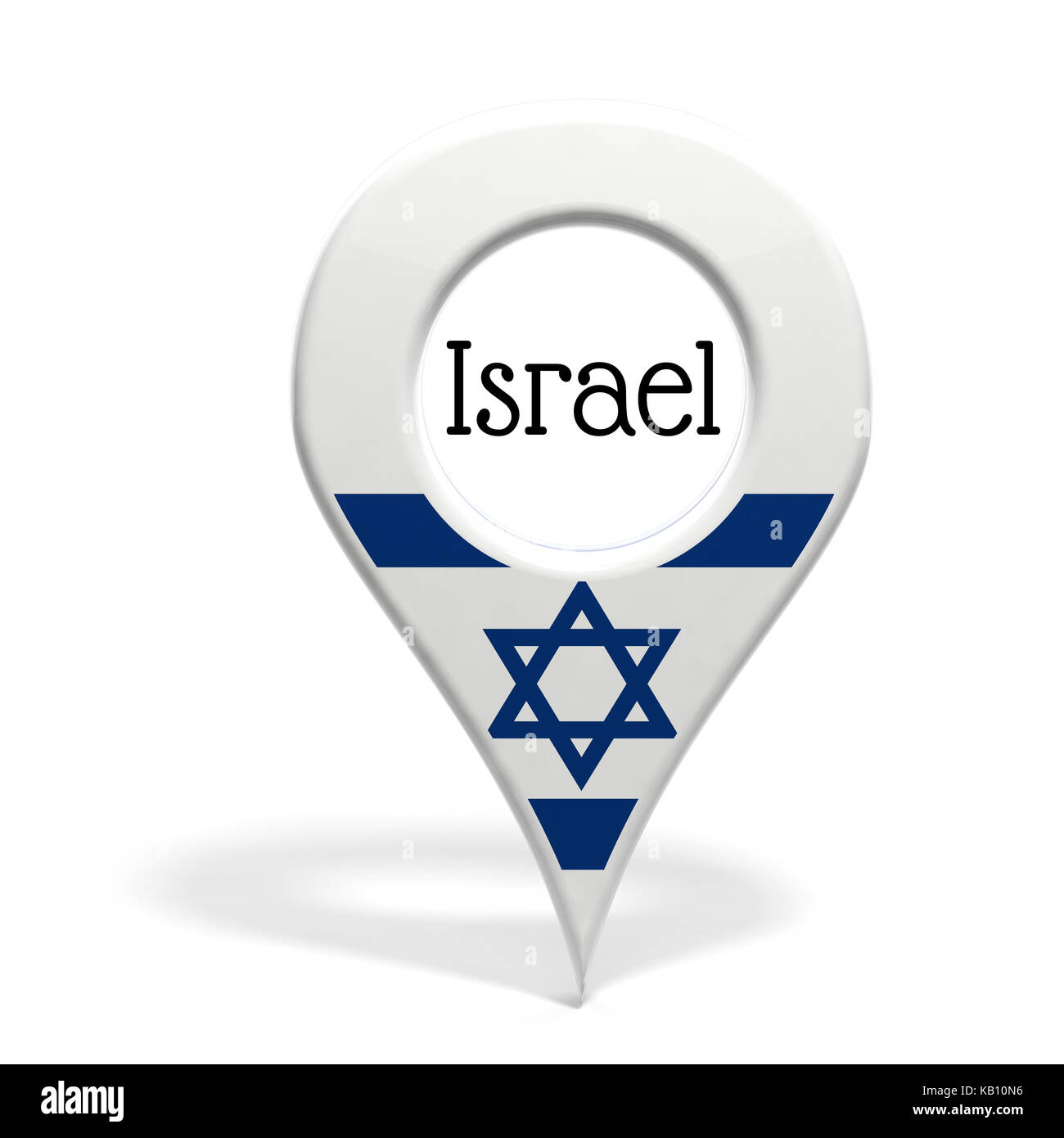 3D mit Flagge Israel isoliert auf weißem Stockfoto