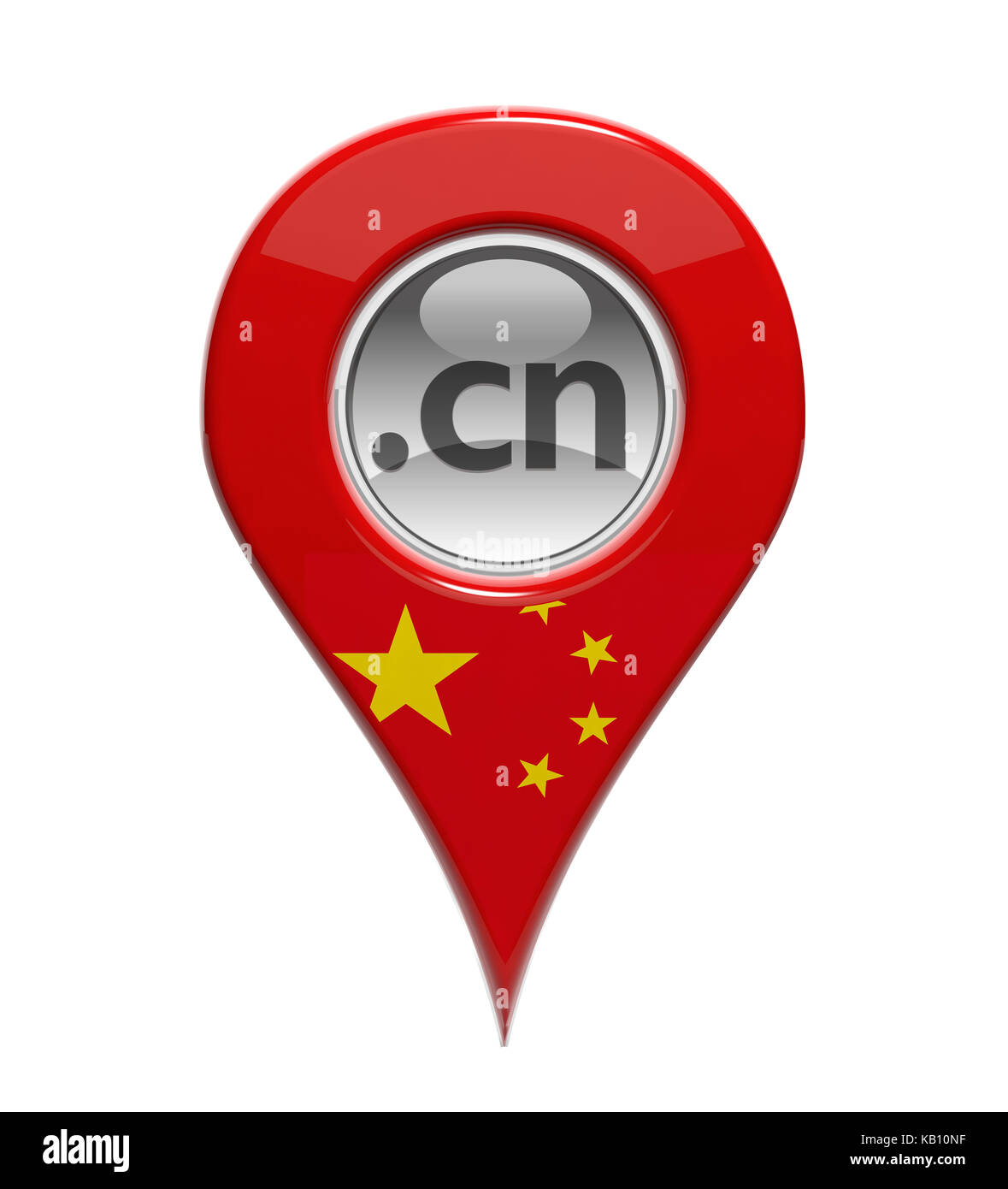 3D-Pin domain Marker mit Chinesischen Flagge isoliert Stockfoto