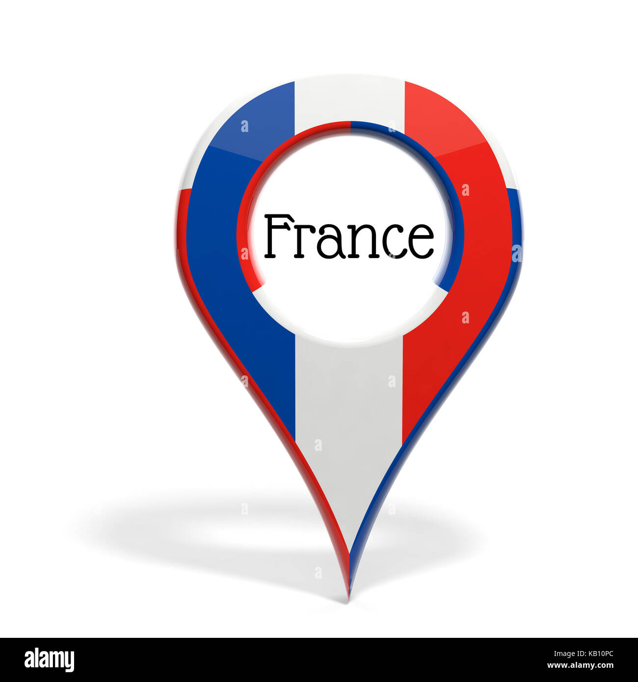 3D mit Flagge Frankreichs isoliert auf weißem Stockfoto