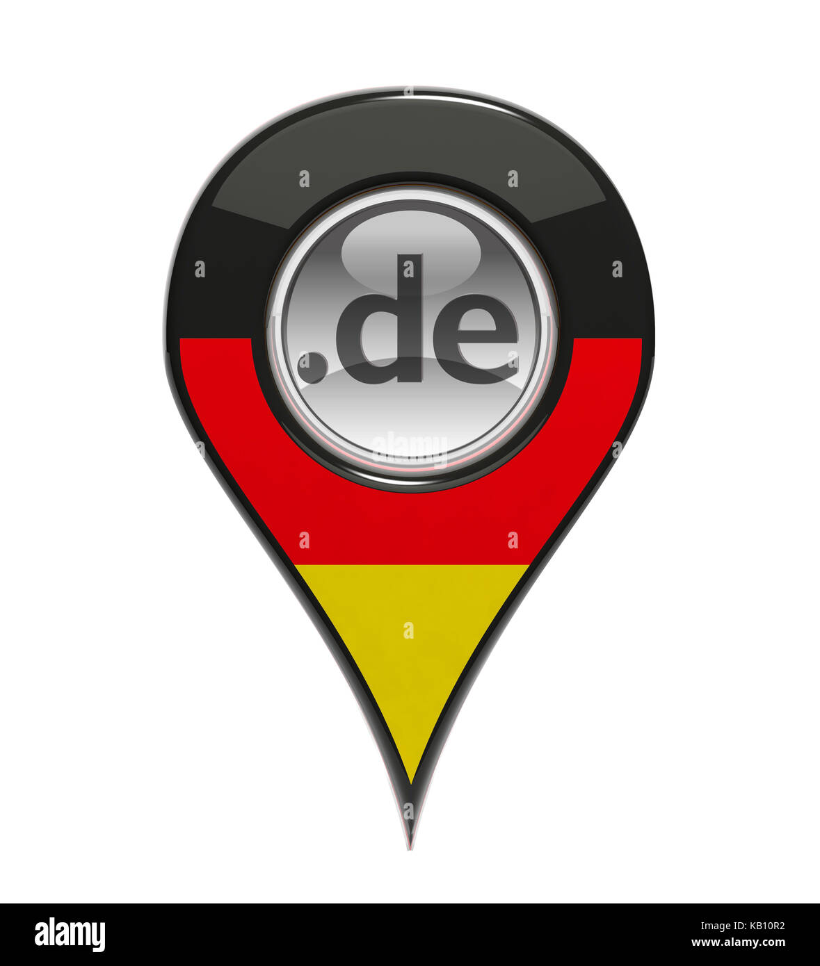 3D-Pin domain Marker mit deutscher Flagge isoliert Stockfoto