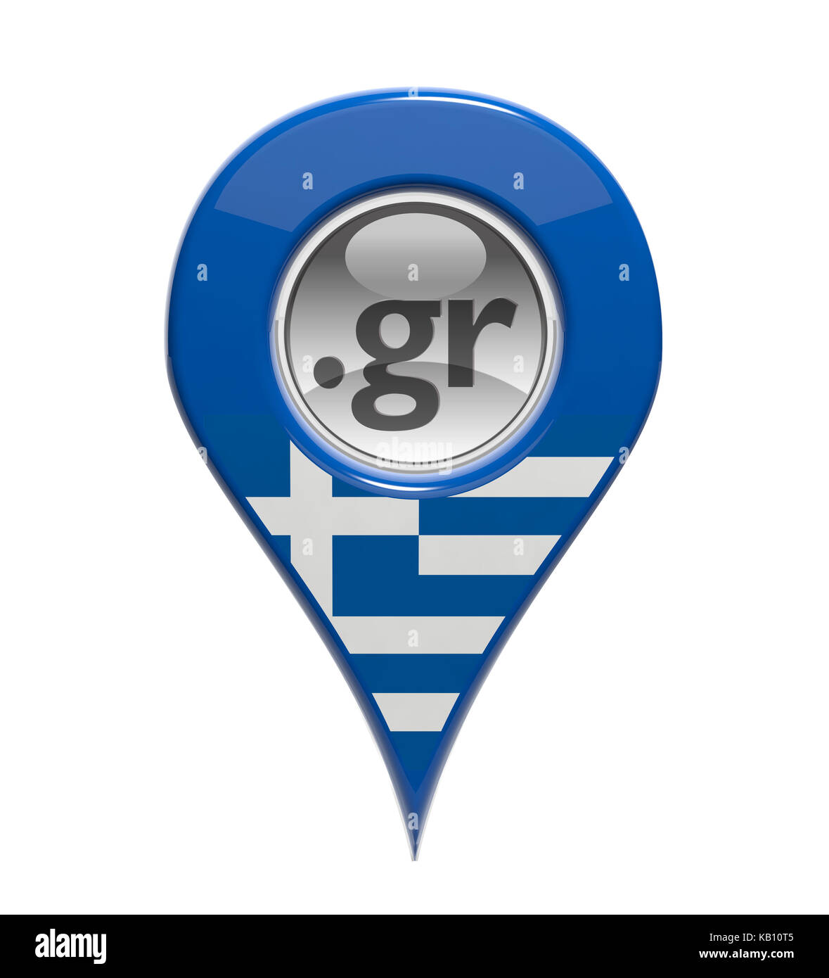 3D-Pin domain Marker mit griechischer Flagge isoliert Stockfoto