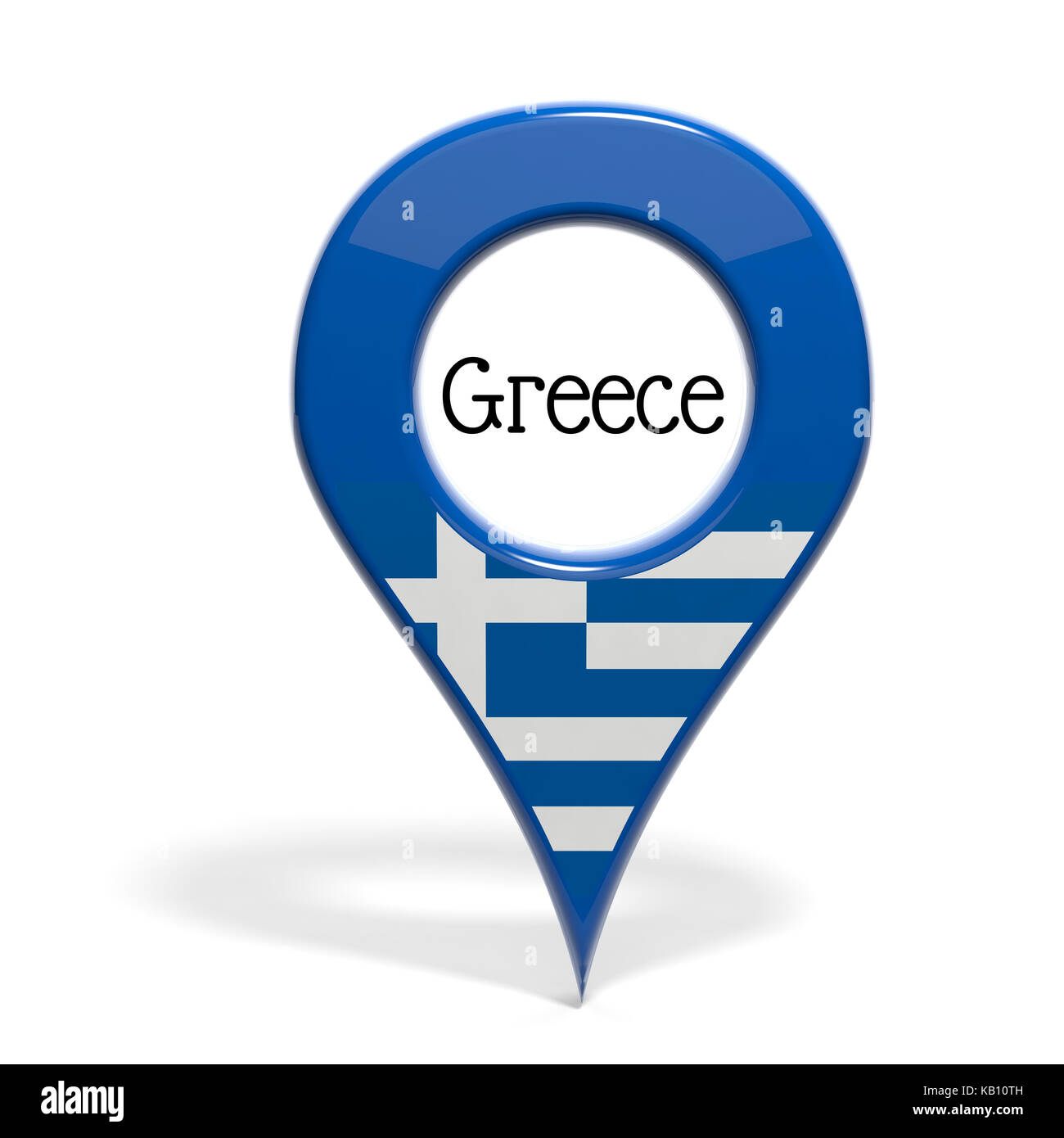 3D mit Flagge Griechenland isoliert auf weißem Stockfoto