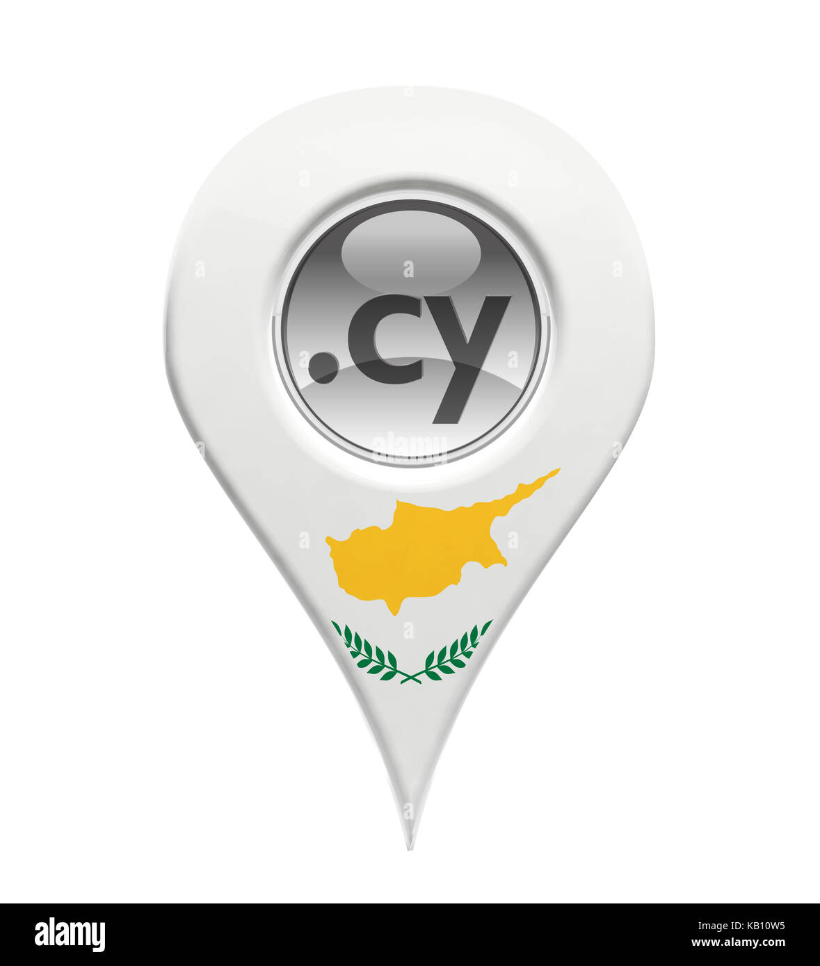 3D-Pin domain Marker mit zypriotischer Flagge isoliert Stockfoto