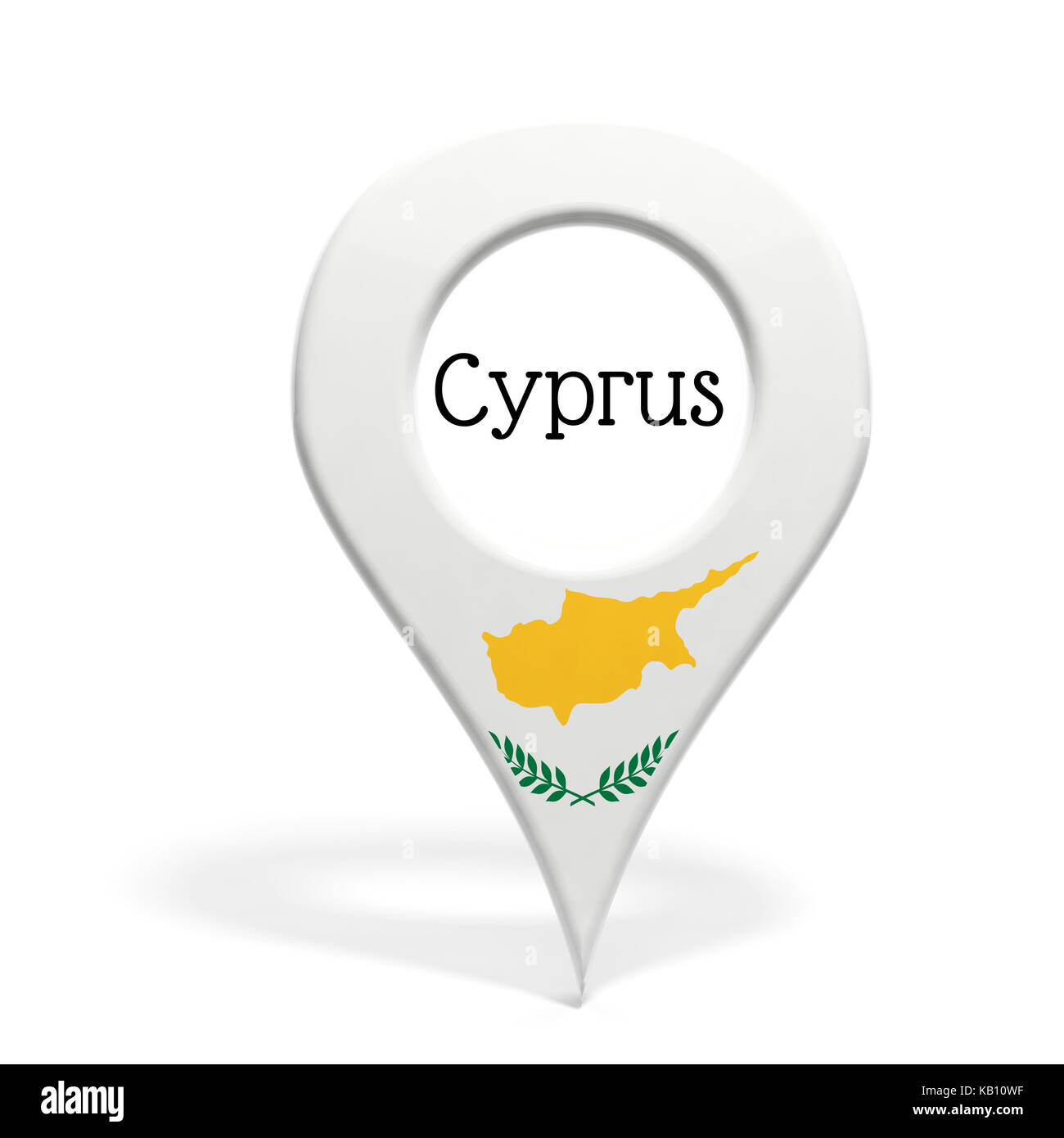 3D mit Flagge Zypern isoliert auf weißem Stockfoto