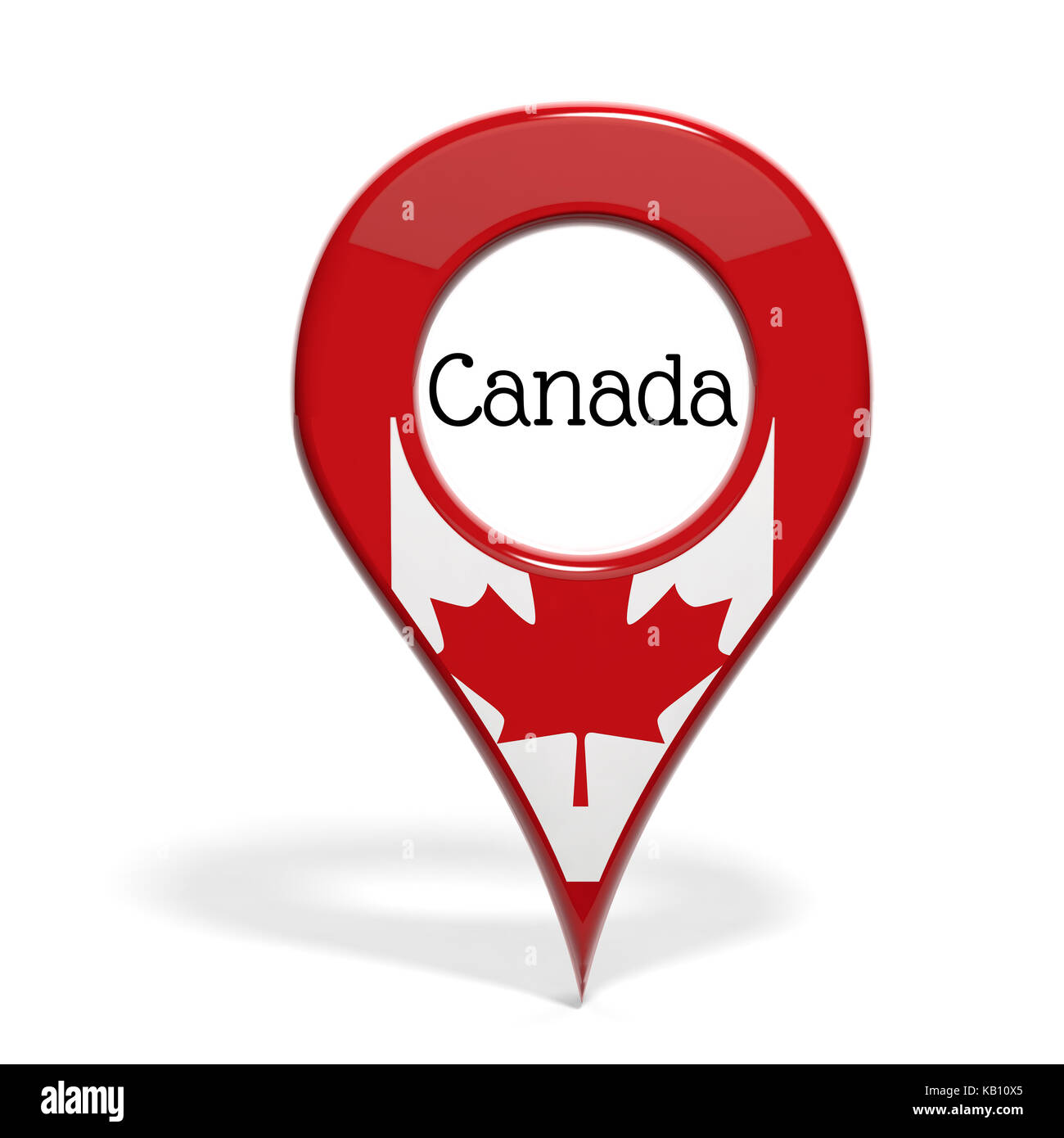 3D mit Flagge von Kanada isoliert auf weißem Stockfoto