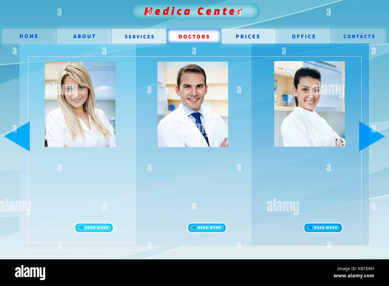 Blau medical Business Website Vorlage Stockfoto