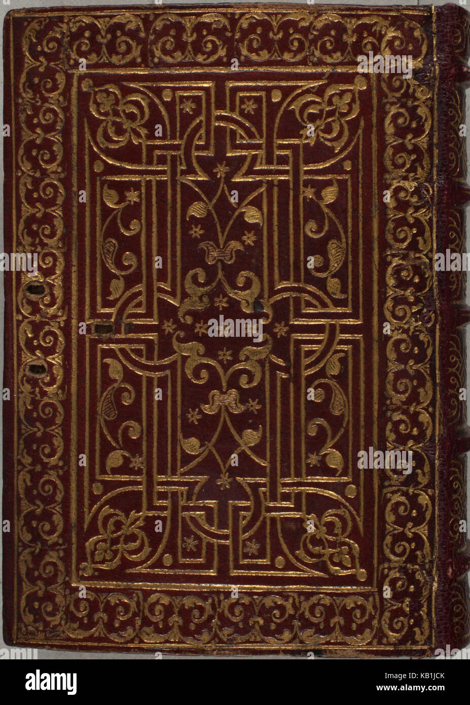 Trivulzio Buch der Stunden KW SMC1 Zurück Seite der roten Marokko Leder aus dem 18. Jahrhundert mit vergoldeten eingestanzt Stockfoto
