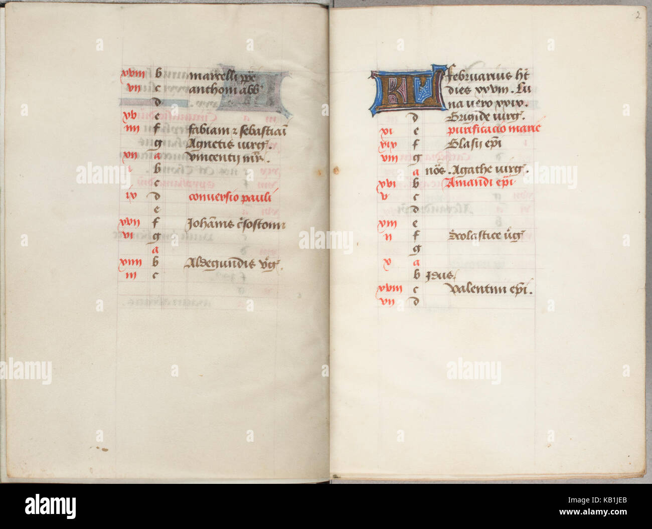 Trivulzio Buch der Stunden KW SMC1 Kalender für den Monat Februar Stockfoto