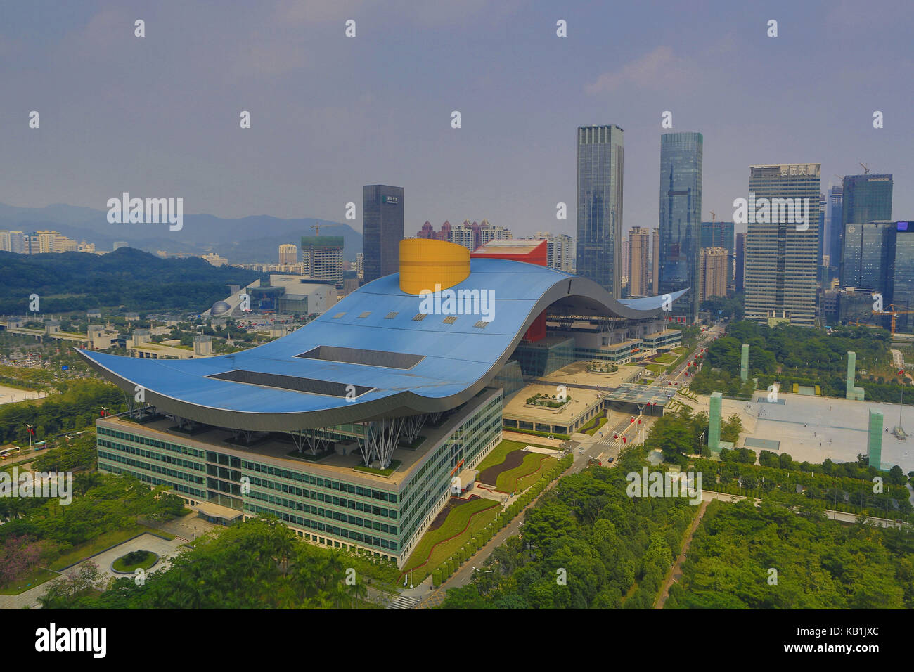 Blick auf das Civic Center, Shenzhen, Stockfoto