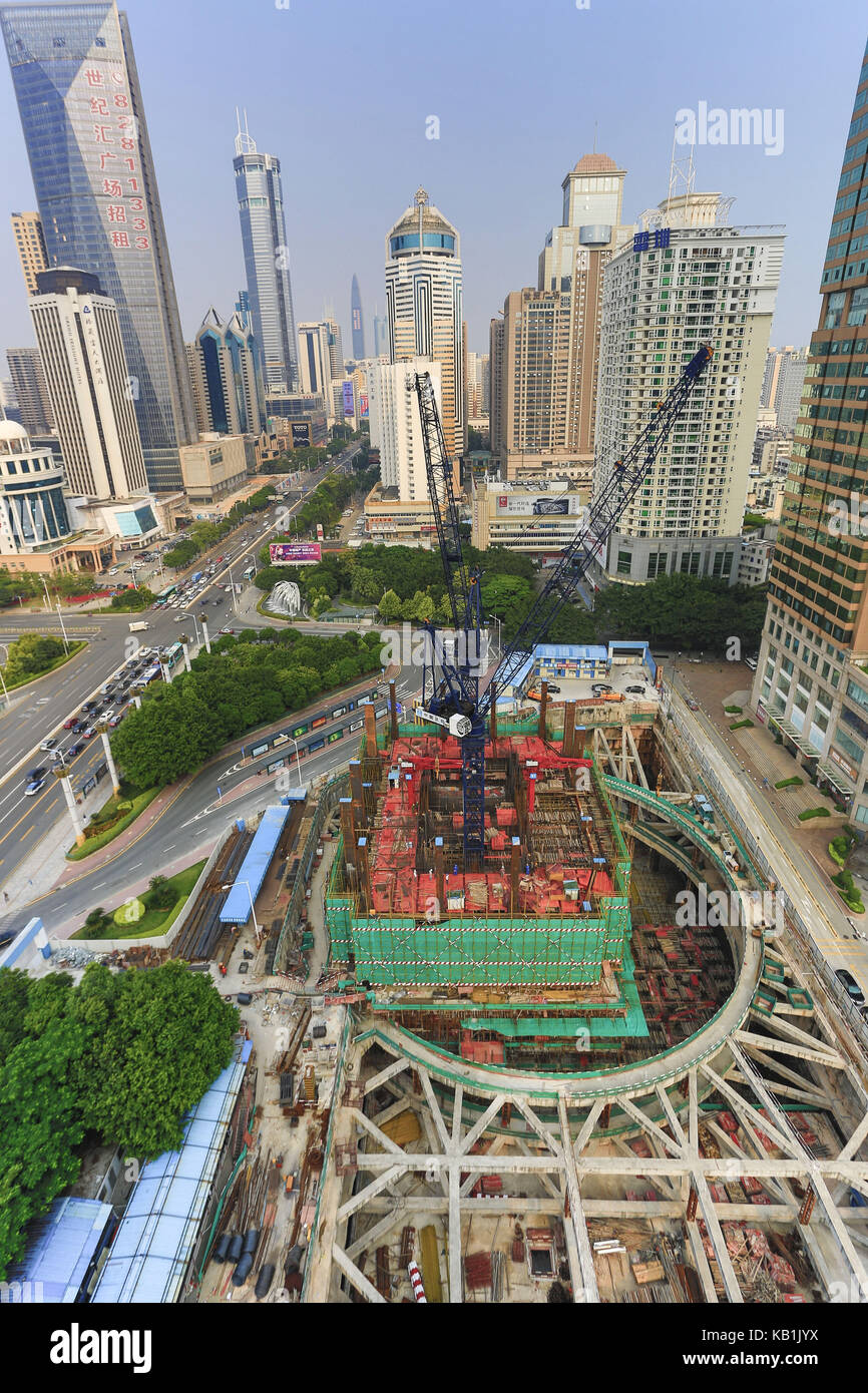 Baustelle in der huaqiangbei Straße, Shenzhen, Stockfoto