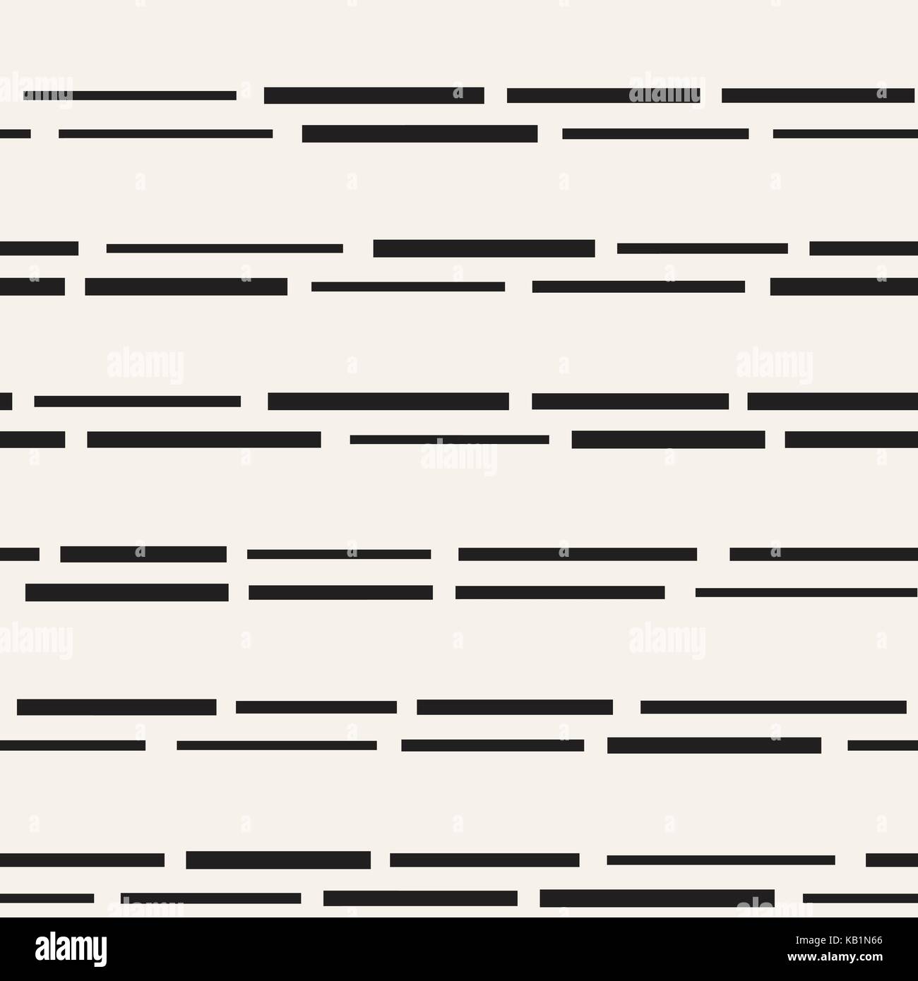 Schwarze und Weiße Unregelmäßige gestrichelte Linien Muster. Moderne abstrakte Vektor nahtlose Hintergrund. Stilvolle chaotischen Streifen Mosaik Stock Vektor