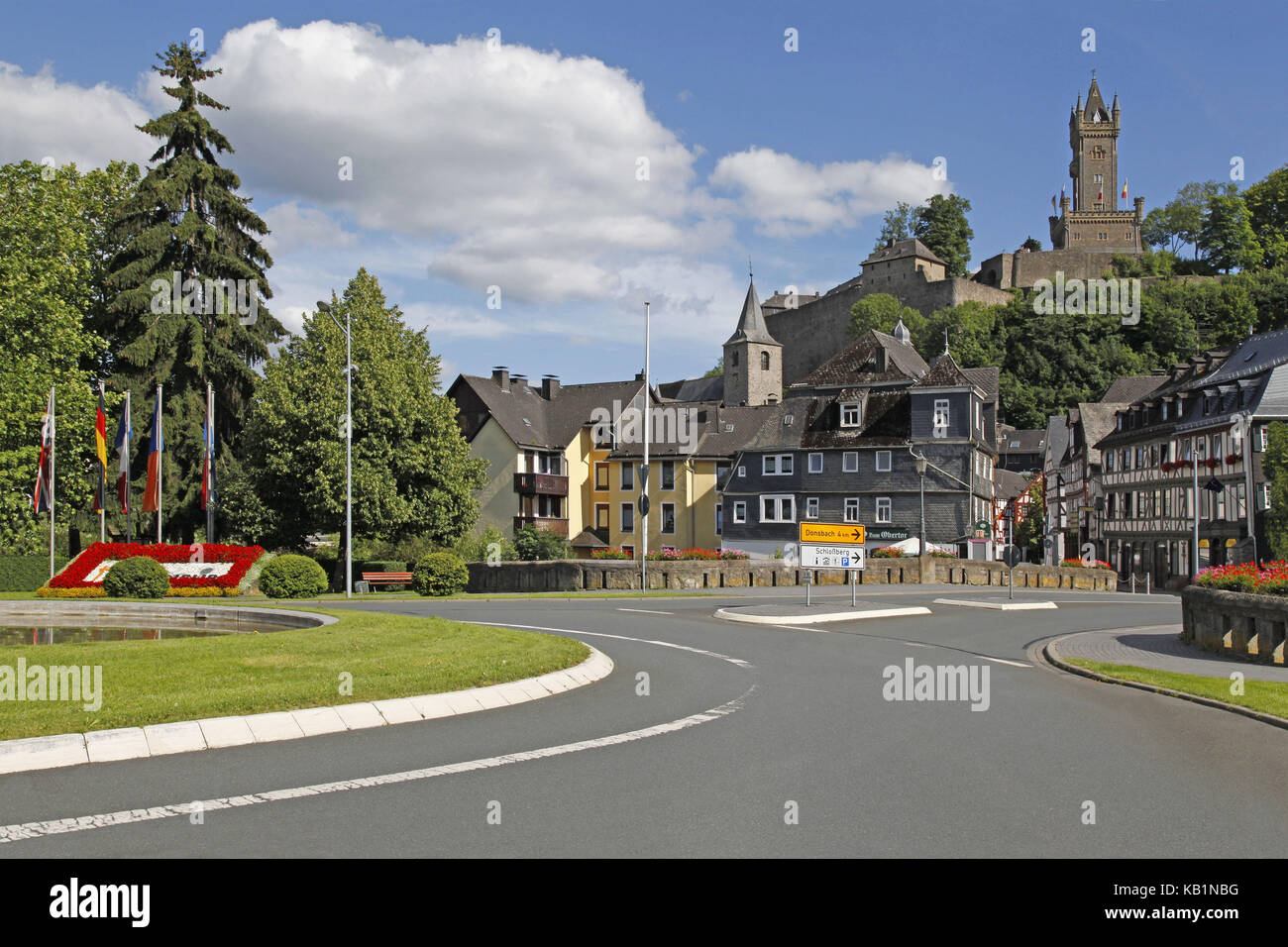 Deutschland, Hessen, Dillschloss, Flussdill, Brücke, Altstadt, Wahrzeichen der Stadt Wilhelm-Sturm, erbaut 1872-1875, Stockfoto