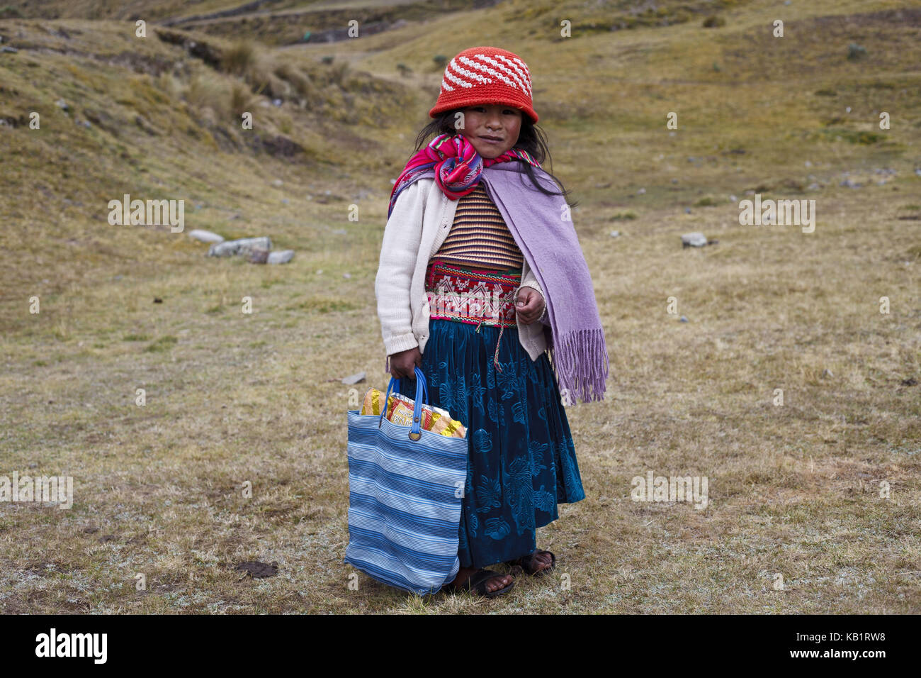 Bolivien, die Cordillera Apolobamba, kallawaya, Mädchen, Tracht, Stockfoto