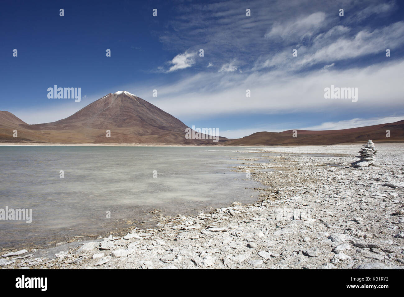 Bolivien, los Lipez, Laguna Verde, Vulkan Licancabur, Stockfoto
