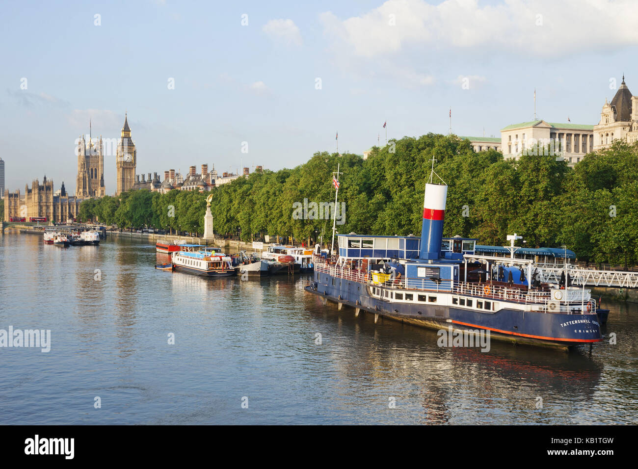 England, London, Victoria Wall, der Themse, Schiffe, Stockfoto