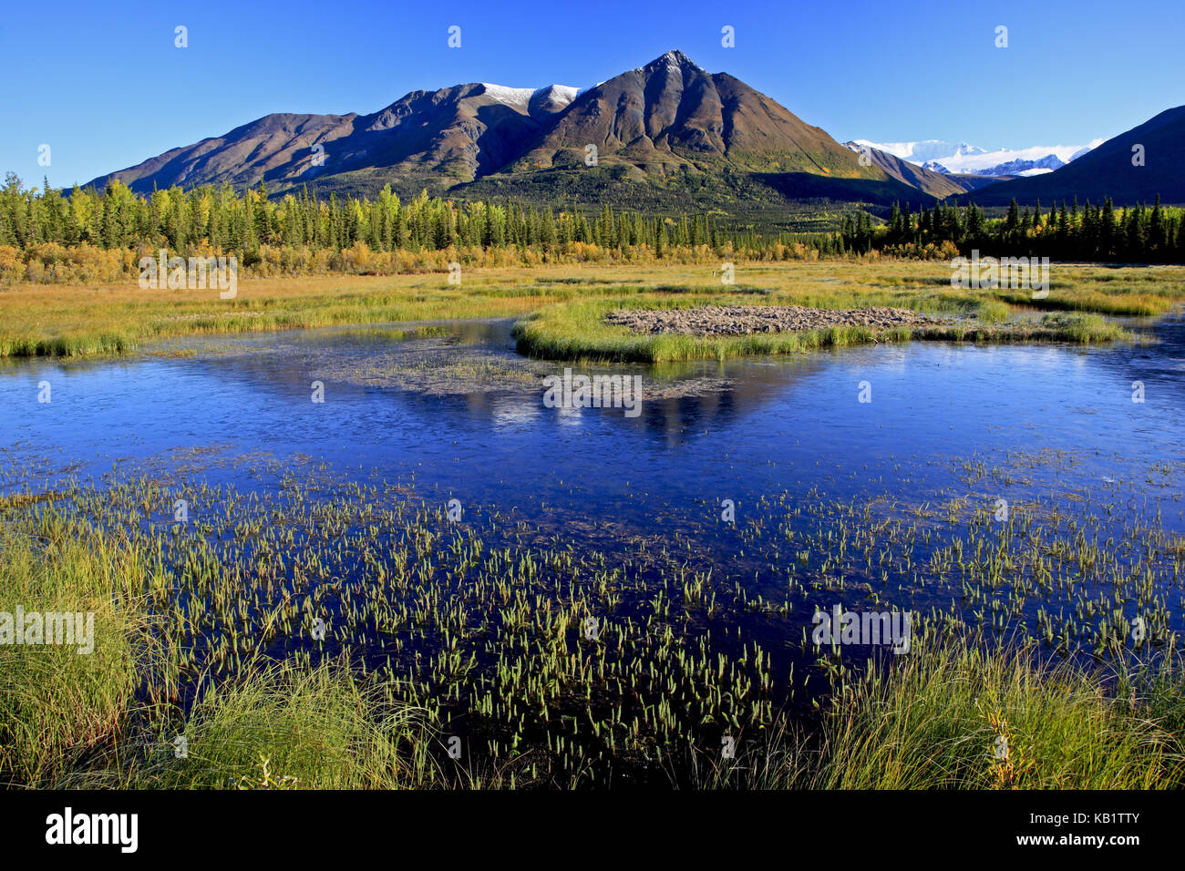 Nordamerika, USA, Alaska, der Central South, Wrangell Mountains, Wrangell St. Elias National Park, mccarthy Road, Berglandschaft, Wrangell Mountains, Stockfoto