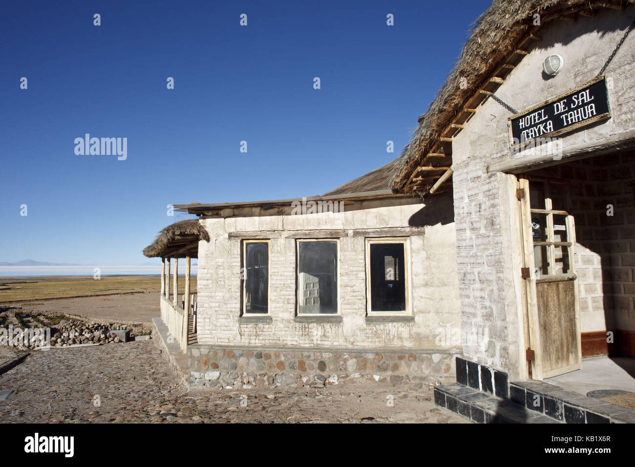 Bolivien, Salar de Uyuni, tahua, tayka Hotel de Sal, Stockfoto Bolivien, Salar de Uyuni, tahua, tayka Hotel de Sal, Stockfoto