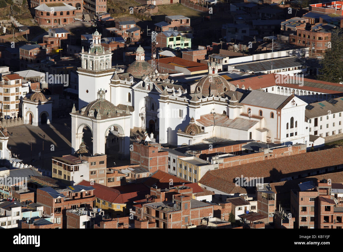 Bolivien, Titicacasee, Copacabana, Stadtbild, Basilica de la Virgen de la Candelaria, Stockfoto
