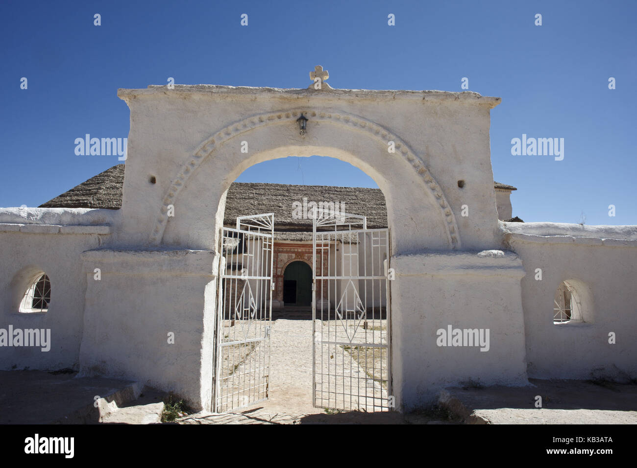Bolivien, Curahuara de Carangas, Sixtinische Kapelle des Altiplano, Stockfoto Bolivien, Curahuara de Carangas, Sixtinische Kapelle des Altiplano, Stockfoto