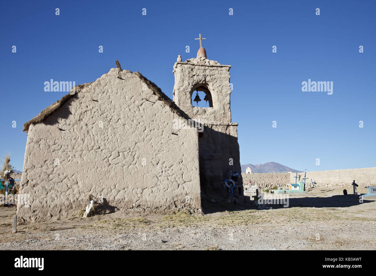 Bolivien, Los Lipez, San Juan, Kirche, Friedhof, Stockfoto