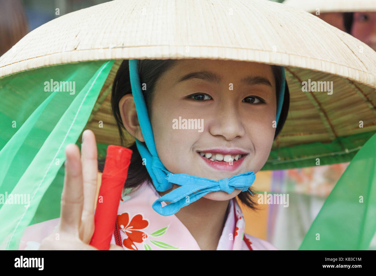 Japan, Honshu, Tokyo, Asakusa, Jidai Matsuri fest, Teilnehmer in der traditionellen Tracht der Edo Zeit, Stockfoto
