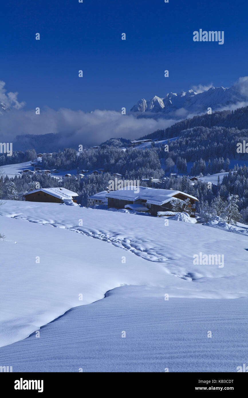 Österreich, Tirol, Thiersee, hinterthiersee gegen Wilden Kaiser, Stockfoto