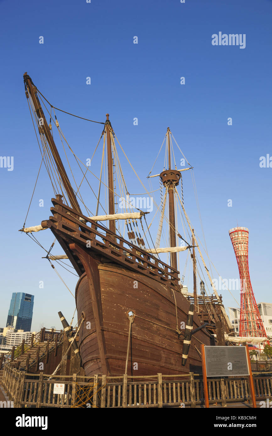 japan-honshu-kansai-kobe-hafen-nachbau-des-schiffes-santa-maria