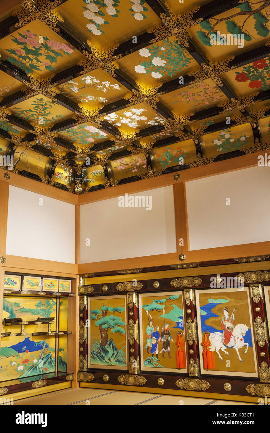 Japan, Kyushu, Kumamoto, Burg Kumamoto, honmaru-goten Palace, Inside, Wandmalerei, Stockfoto