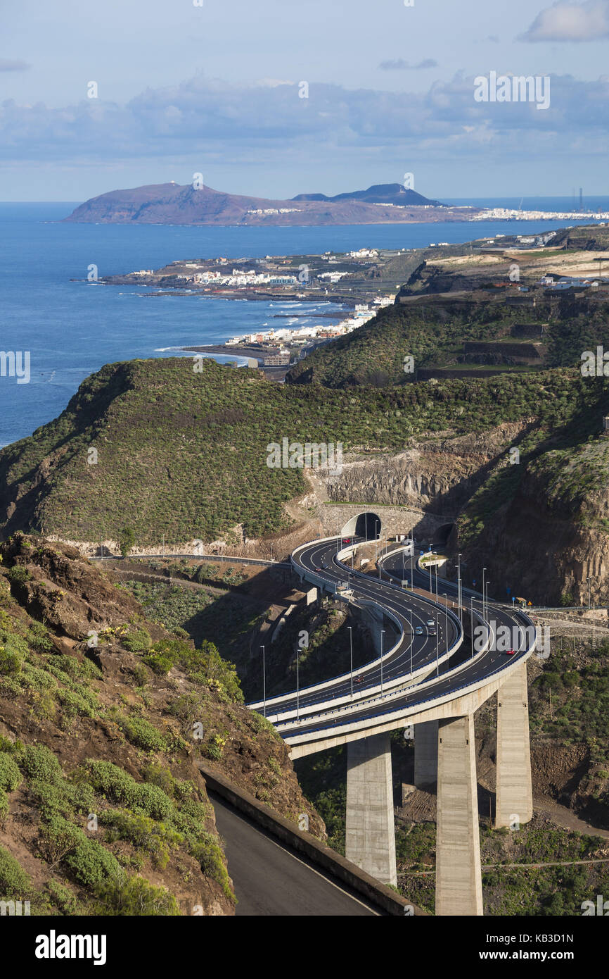 Spanien, Kanarische Inseln, Gran Canaria, Nordwest-Autobahn in der Nähe von Palma, Stockfoto