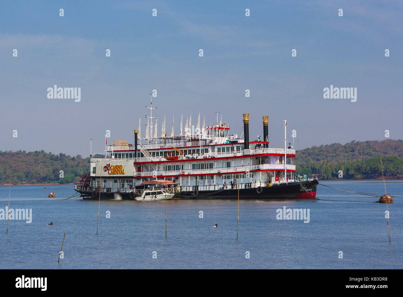 Indien, Goa, Panjim, casino Schiff auf dem Fluss Stockfoto