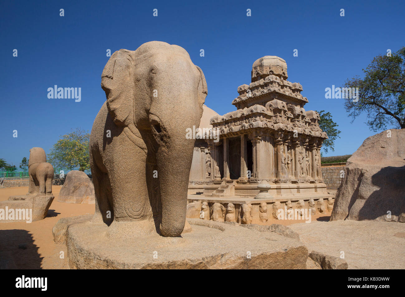 Indien, Tamil Nadu, mamallapuram, Tempel, fünf Rathas, nakula und sahadeva Stockfoto