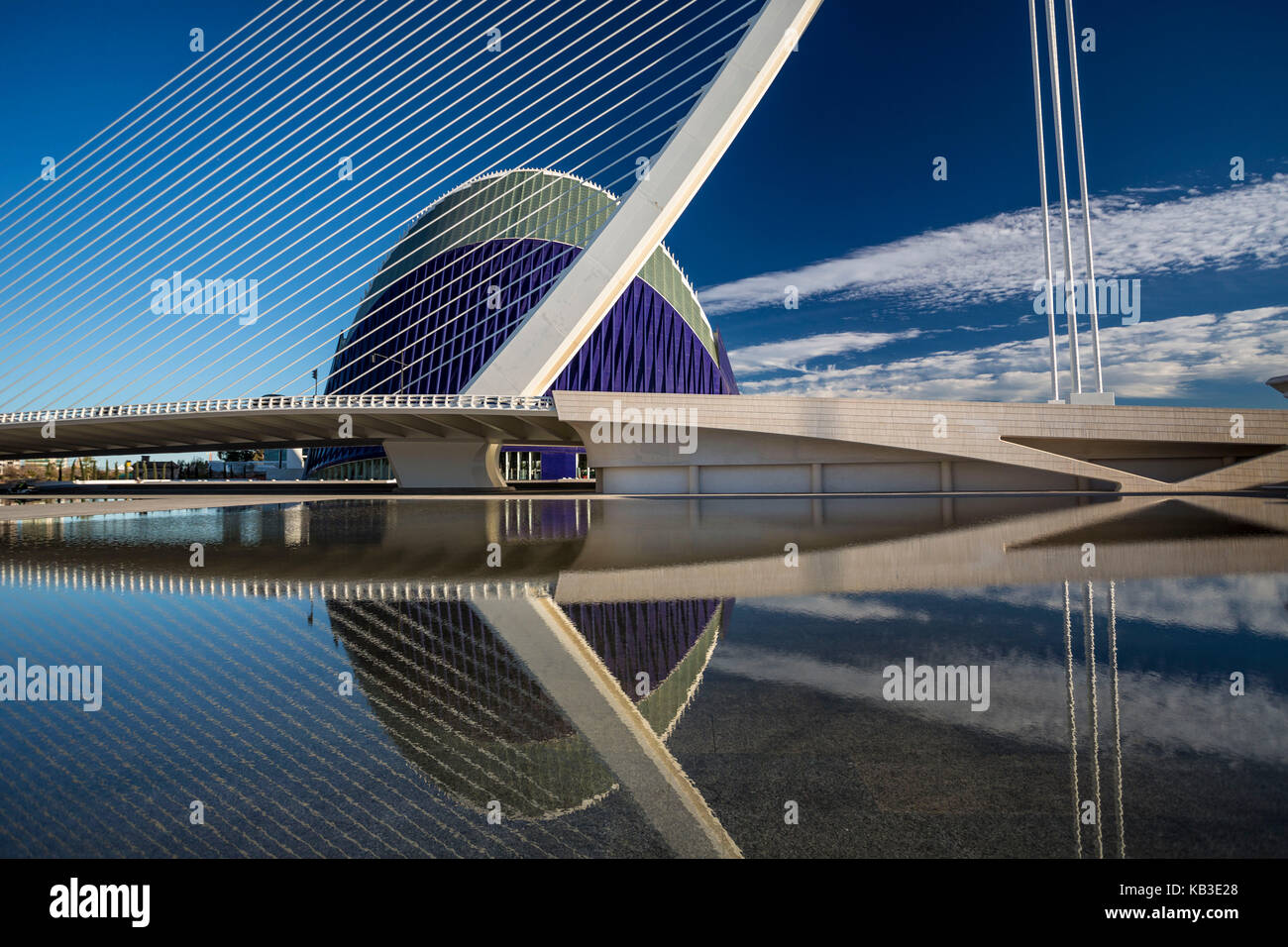 Spanien, Valencia, die Stadt der Künste und der Wissenschaften, Brücke, Calatrava Stockfoto