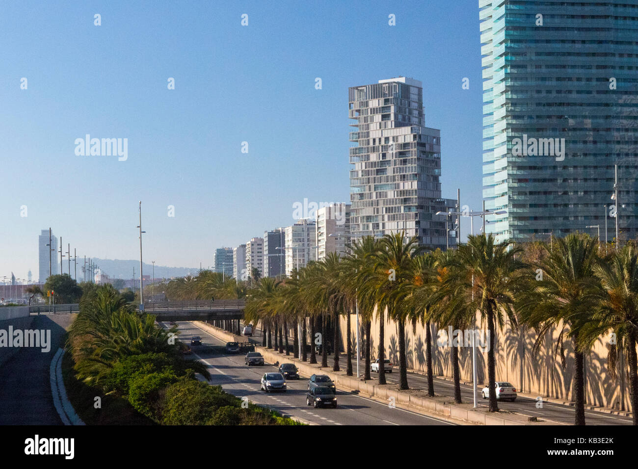Spanien, Region Katalonien, Barcelona, Stadtteil Diagonal Mar, Autobahn Stockfoto