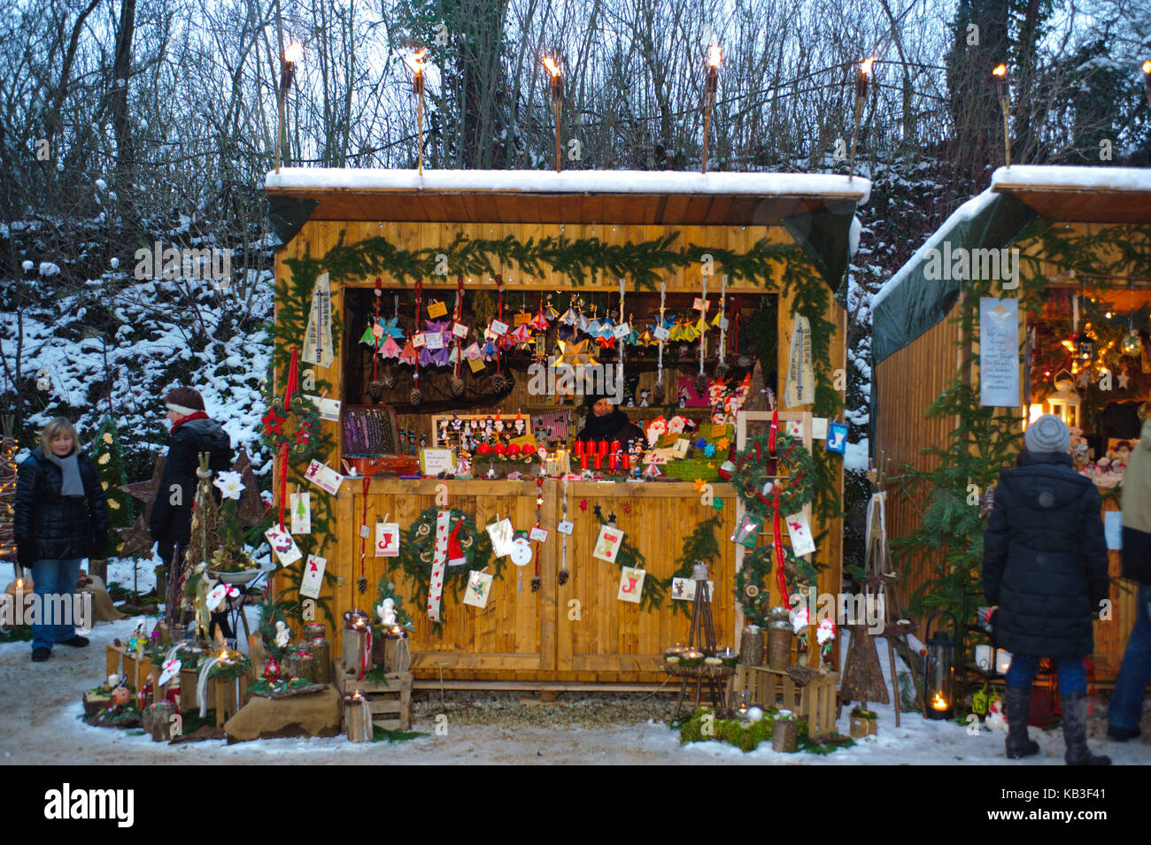 Weihnachtsmarkt auf Burg Pappenheim in der altmuehl Tal Stockfotografie