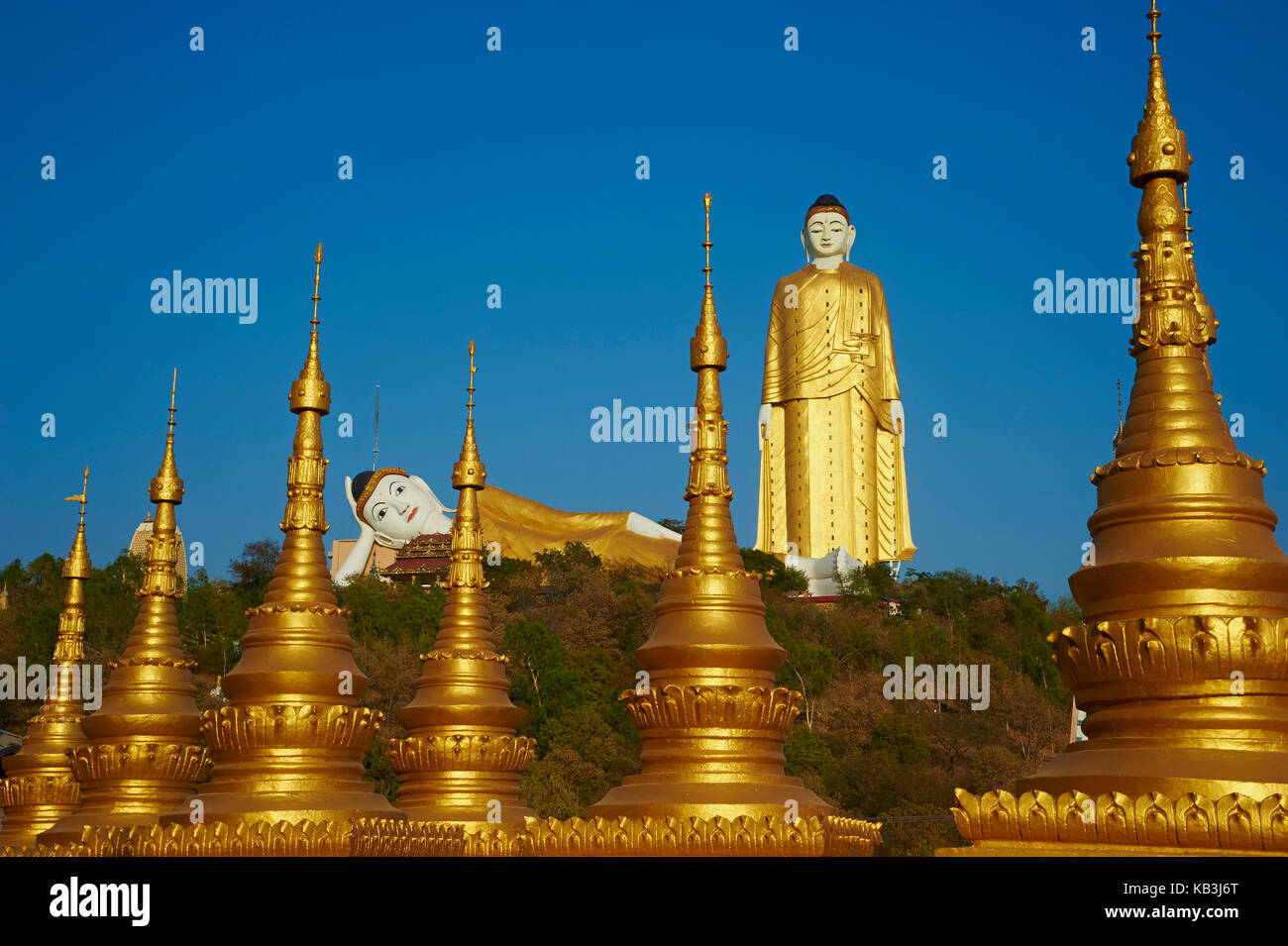 Liegender Buddha, monywa, Myanmar, Asien, Stockfoto