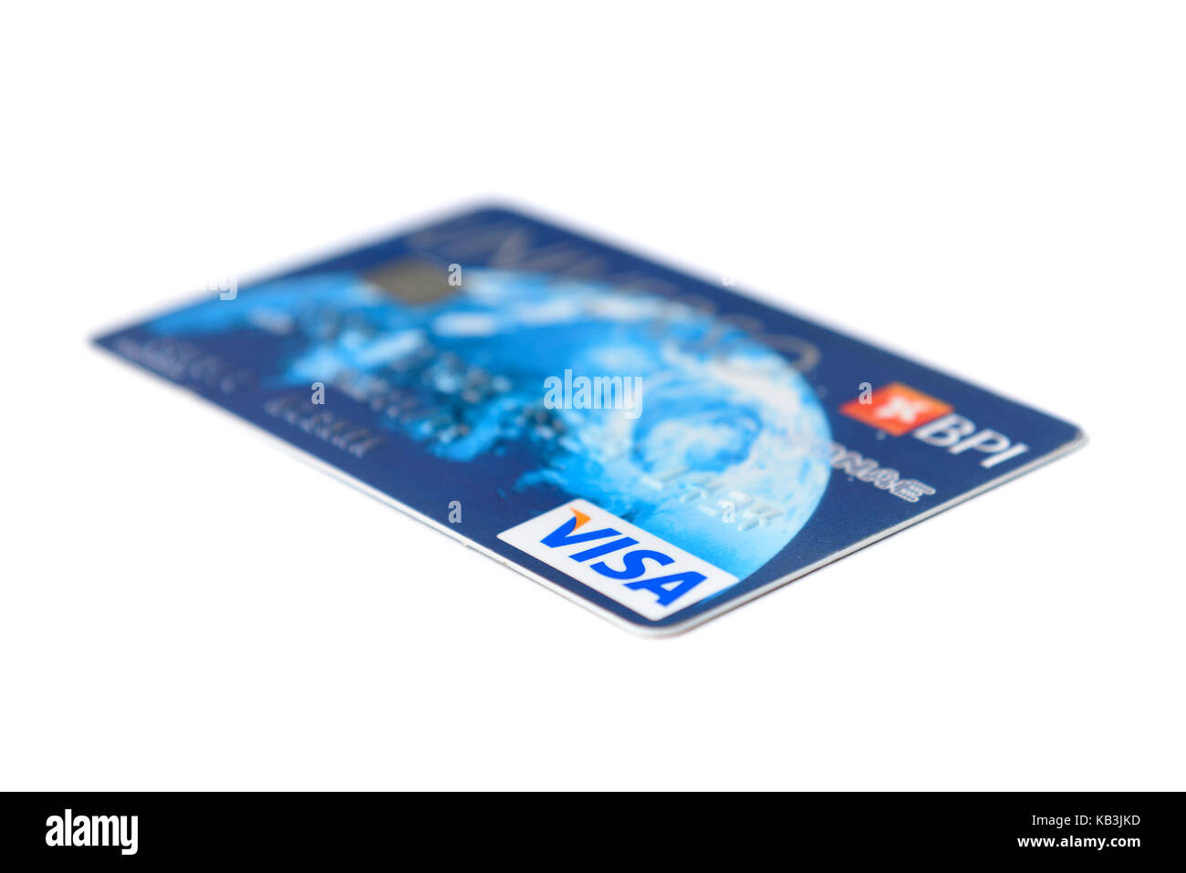 VISA Kreditkarte schneiden Sie auf weißem Hintergrund Stockfoto