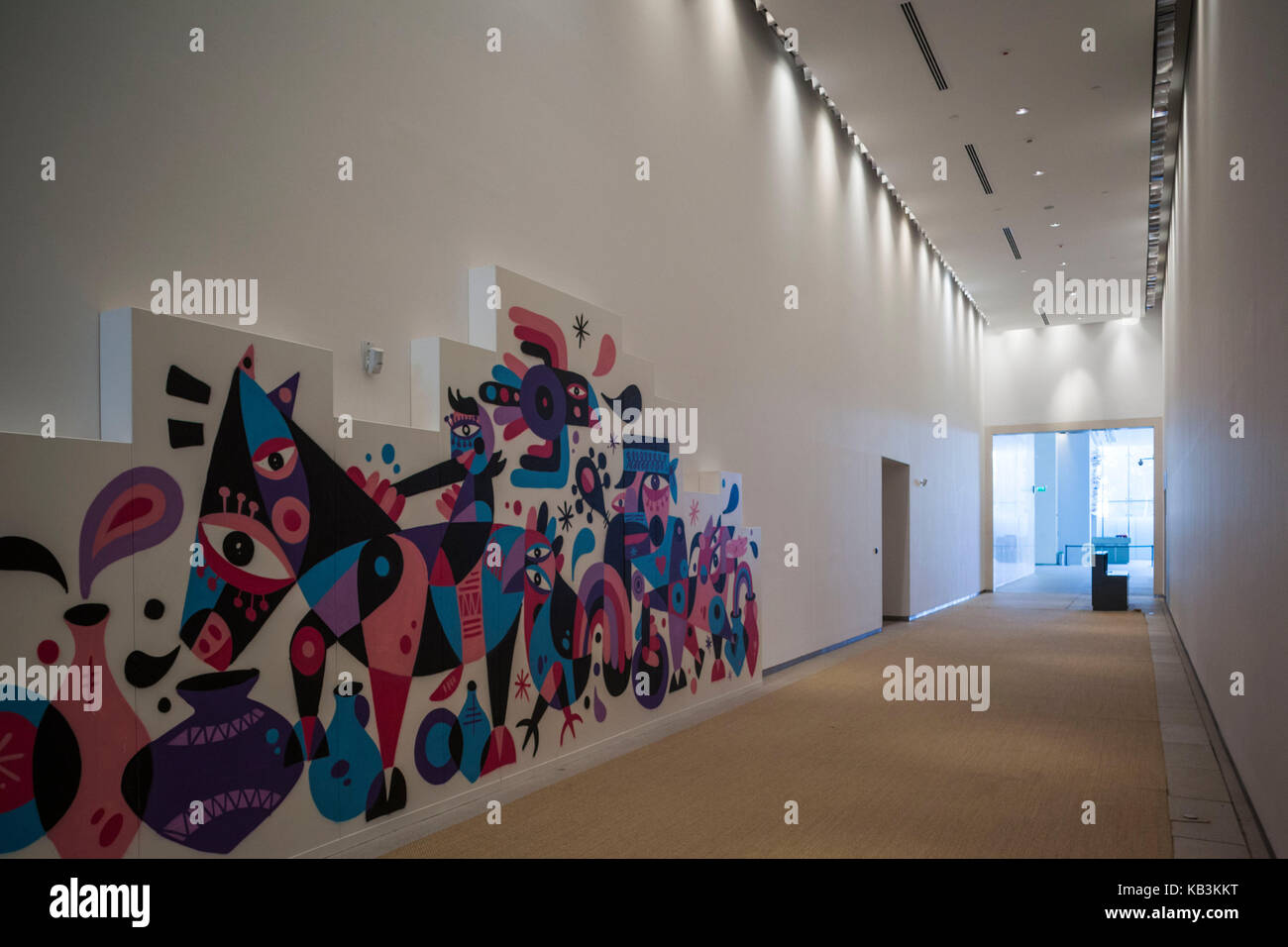 Vae, Abu Dhabi, Saadiyat Island, Manarat Al Saadiyat, Welcome Center für Museumsinsel Entwicklung Innenraum Stockfoto