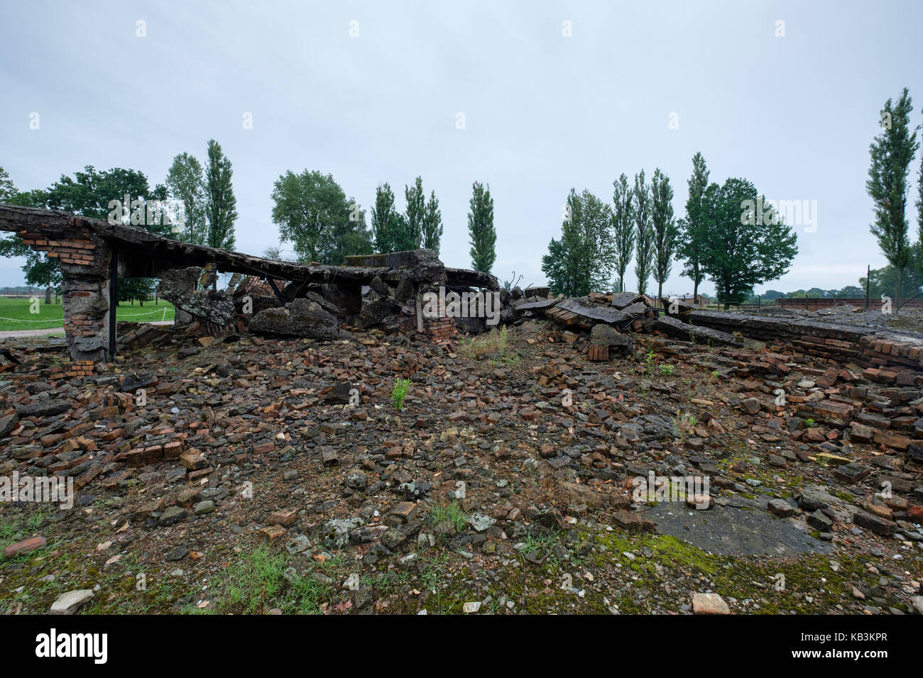 Ruinen der Gaskammern in Auschwitz II Birkenau WWII Nazi Konzentrationslager, Polen Stockfoto