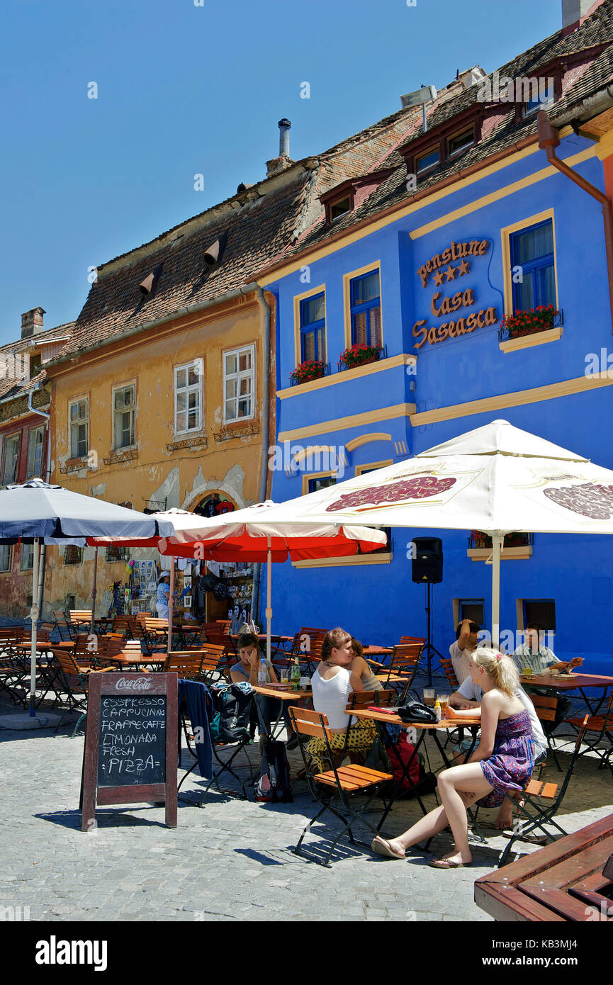Rumänien, Siebenbürgen, Sighisoara, eine der sieben Sächsischen befestigte Städte in Siebenbürgen, ein Unesco Weltkulturerbe, Piata Cetatii Stockfoto