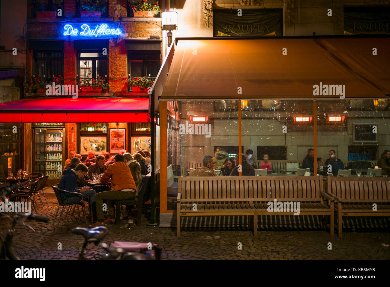 Belgien, Antwerpen, Altstadt Restaurant, Abend Stockfoto