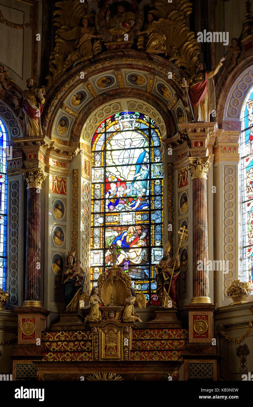 Frankreich, Finistere, stoppen auf Way of St. James, die Kirche St. Thegonnec, Pfarrei Gehäuse Stockfoto