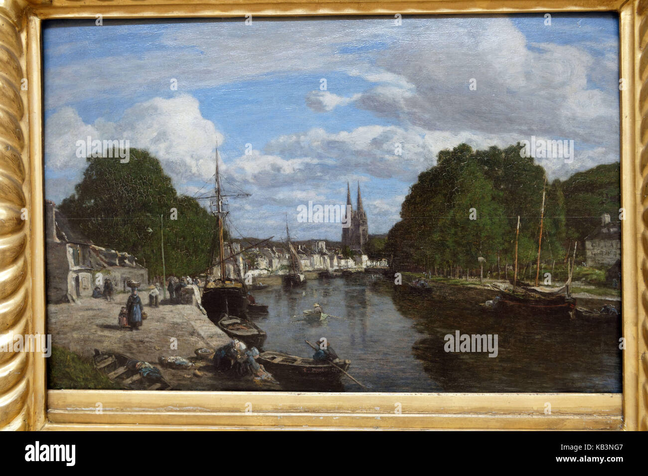 Frankreich, Finistere, Quimper, Fine Arts Museum, Blick auf den Hafen von Quimper (1857) von Eugène-Louis Boudin Stockfoto