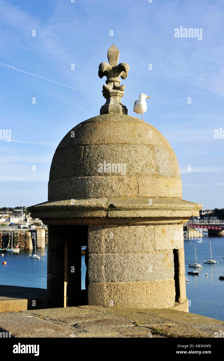 Frankreich, Ille et Vilaine, Cote d'Emeraude (Smaragdküste), Saint Malo, die Wälle der Stadt mit Mauern, der Saint Philippe Bastion Stockfoto