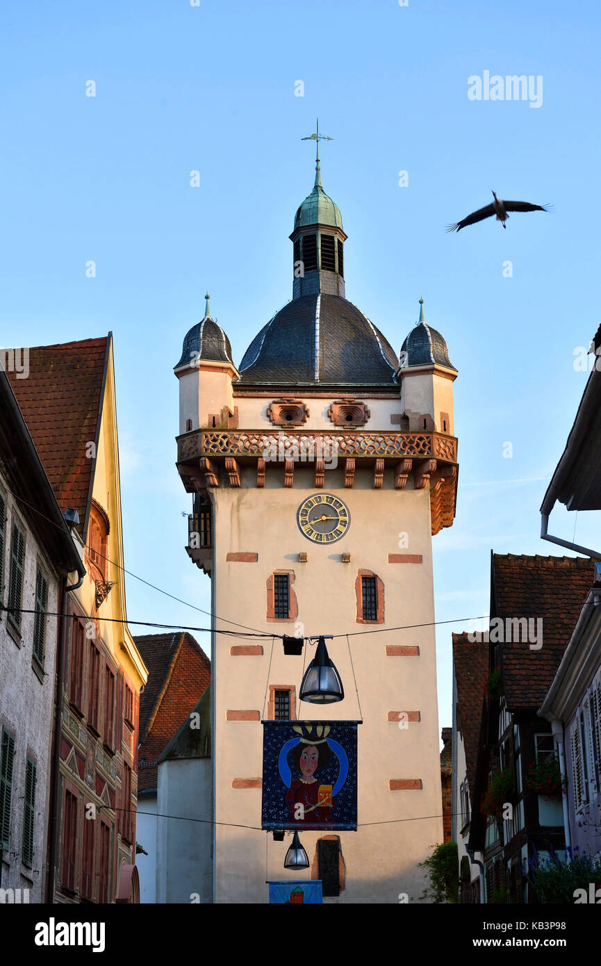 Frankreich, Bas-Rhin, Selestat, neue oder Clock Tower Stockfoto Frankreich, Bas-Rhin, Selestat, neue oder Clock Tower Stockfoto
