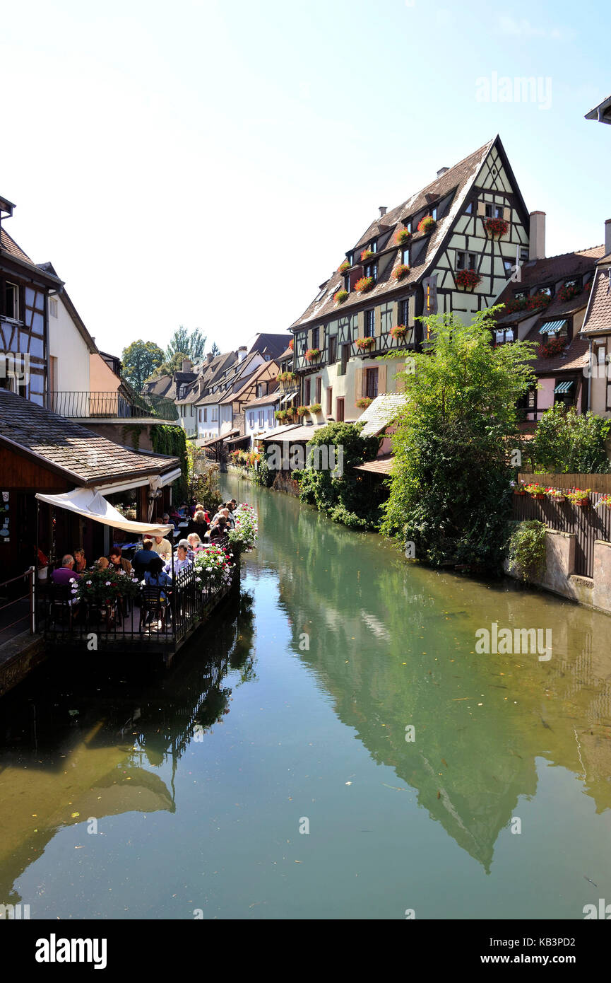 Frankreich, Haut Rhin, Colmar, La Petite Venise Viertel, traditionellen Fachwerkhäusern Stockfoto